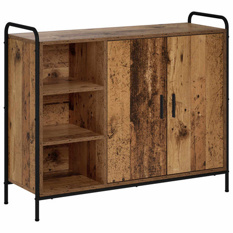 Wooden Storage Cabinet 98.5cm Wide With 2 Doors 2 Shelves And Steel Frame - Vantage Home