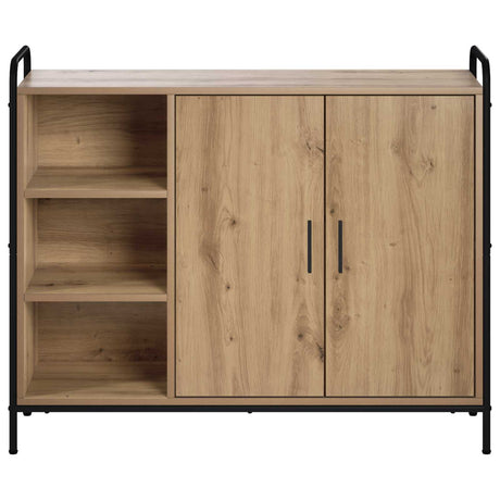 Wooden Storage Cabinet 98.5cm Wide With 2 Doors 2 Shelves And Steel Frame - Vantage Home