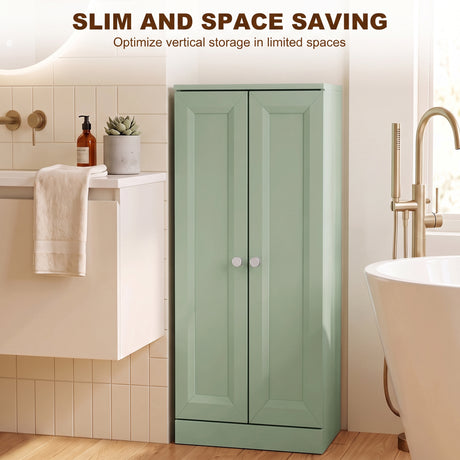 Wooden Storage Cabinet Bathroom 38cm Wide With 2 Doors - Velmora