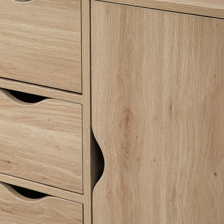 Wooden Storage Cabinet Bathroom 54cm Wide With 1 Door And 4 Drawers - Velmora