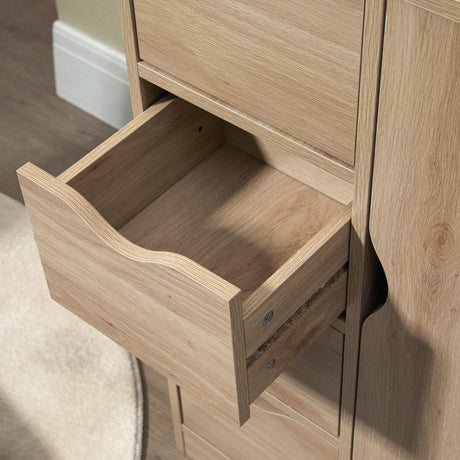 Wooden Storage Cabinet Bathroom 54cm Wide With 1 Door And 4 Drawers - Velmora