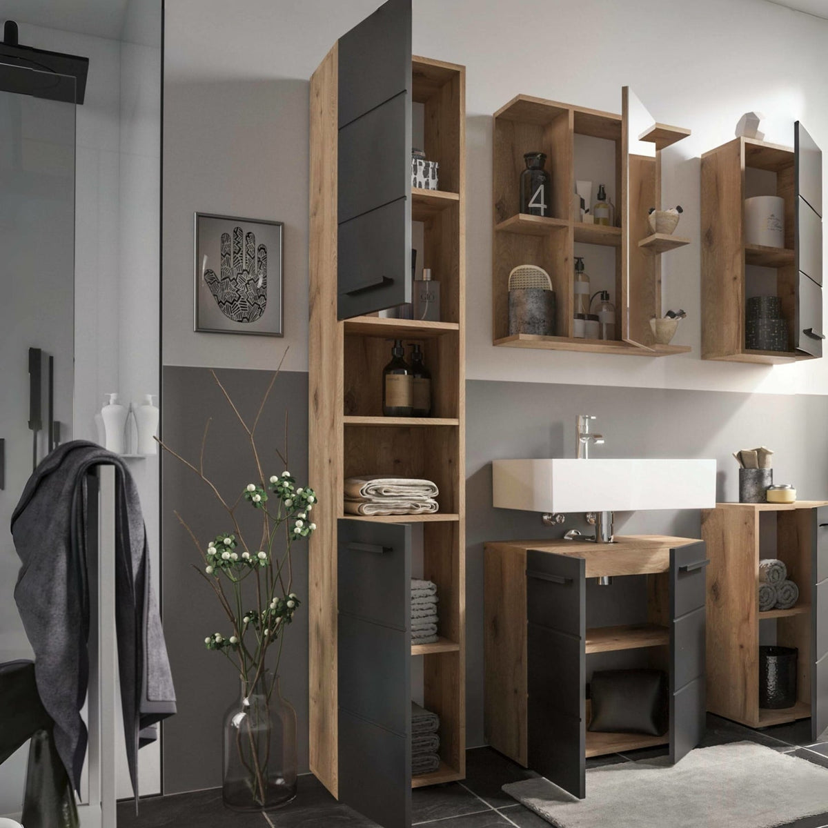 Wooden Storage Cabinet Bathroom With 2 Doors - Vista
