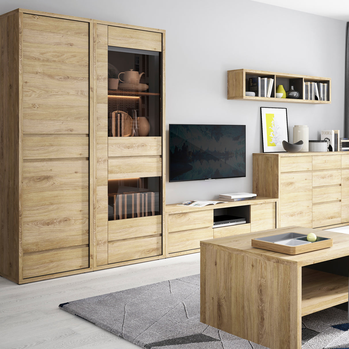 Wooden Storage Cabinet Narrow With 2 Doors And 2 Drawers - Shetland