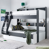 Wooden Storage Triple Sleeper Bunk Bed With Pull-Out Storage Drawer - Oliver