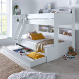 Wooden Storage Triple Sleeper Bunk Bed With Pull-Out Storage Drawer - Oliver