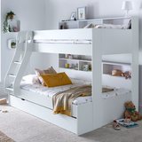 Wooden Storage Triple Sleeper Bunk Bed With Pull-Out Storage Drawer - Oliver