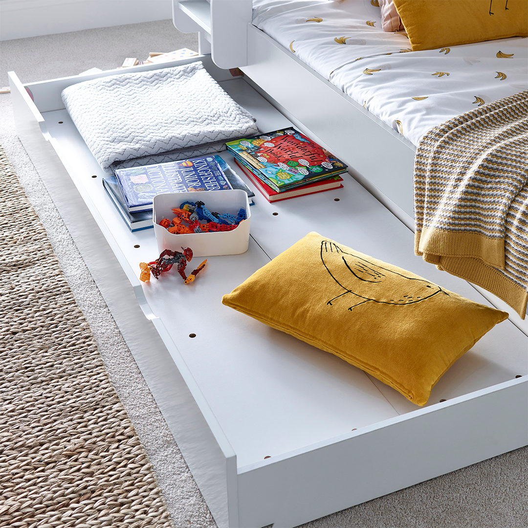 Wooden Storage Triple Sleeper Bunk Bed With Pull-Out Storage Drawer - Oliver