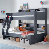 Wooden Storage Triple Sleeper Bunk Bed Single And Small Double - Oliver