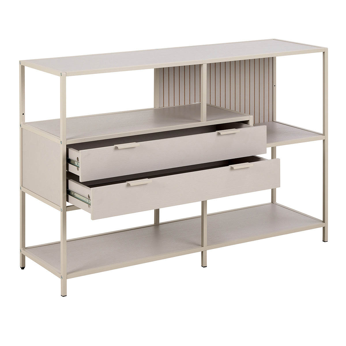 Wooden Storage Unit With 2 Drawers And 3 Shelves - Seaford