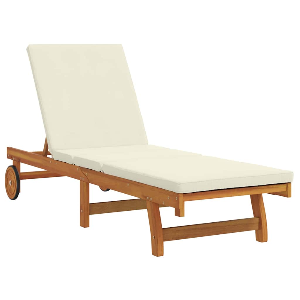 Wooden Sun Lounger Reclining In Set Of 2 With Table And Cushion - Vantage Home