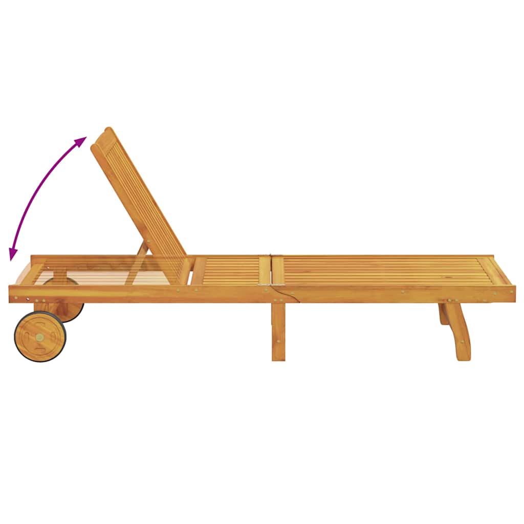 Wooden Sun Lounger Reclining In Set Of 2 With Table And Cushion - Vantage Home