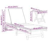Wooden Sun Lounger Reclining In Set Of 2 With Table And Cushion - Vantage Home