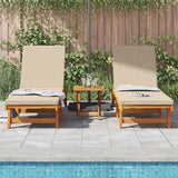 Wooden Sun Lounger Reclining In Set Of 2 With Table And Cushion - Vantage Home