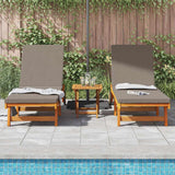 Wooden Sun Lounger Reclining In Set Of 2 With Table And Cushion - Vantage Home