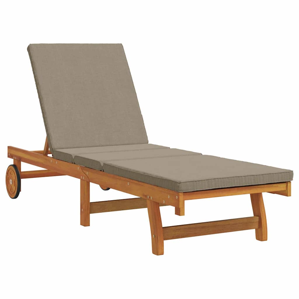 Wooden Sun Lounger Reclining In Set Of 2 With Table And Cushion - Vantage Home