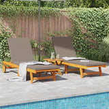 Wooden Sun Lounger Reclining In Set Of 2 With Table And Cushion - Vantage Home