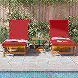 Wooden Sun Lounger Reclining In Set Of 2 With Table And Cushion - Vantage Home