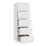 Wooden Tall Chest of 5 Drawers Narrow - Edmore