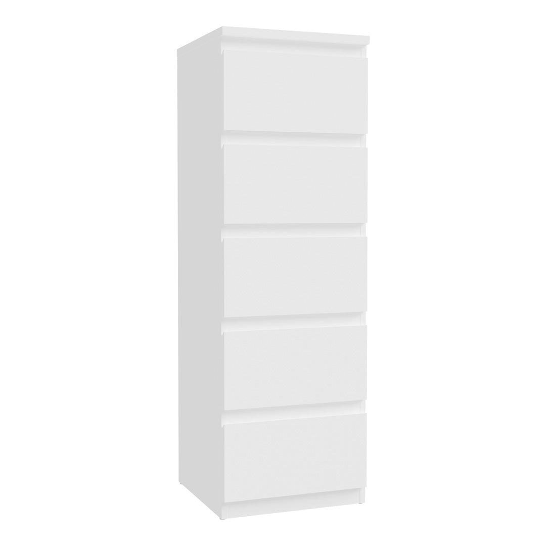 Wooden Tall Chest of 5 Drawers Narrow - Edmore