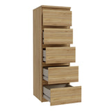 Wooden Tall Chest of 5 Drawers Narrow - Edmore