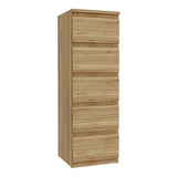 Wooden Tall Chest of 5 Drawers Narrow - Edmore
