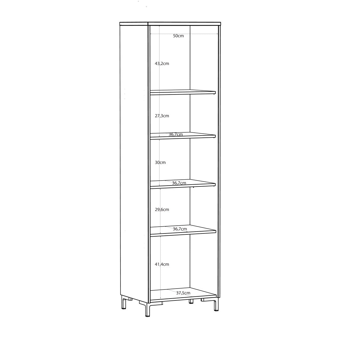 Wooden Tall Display Cabinet With 1 Glass Fronted And Fluted Detailed Door - Bixbite