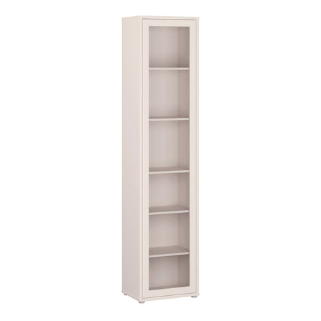 Wooden Tall Display Cabinet Slim With 1 Glass Door And 5 Shelves - Alice Springs