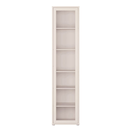 Wooden Tall Display Cabinet Slim With 1 Glass Door And 5 Shelves - Alice Springs