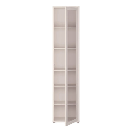 Wooden Tall Display Cabinet Slim With 1 Glass Door And 5 Shelves - Alice Springs
