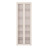 Wooden Tall Display Cabinet Slim With 2 Glass Doors And 5 Shelves - Alice Springs