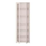 Wooden Tall Display Cabinet Slim With 2 Glass Doors And 5 Shelves - Alice Springs