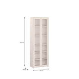 Wooden Tall Display Cabinet Slim With 2 Glass Doors And 5 Shelves - Alice Springs