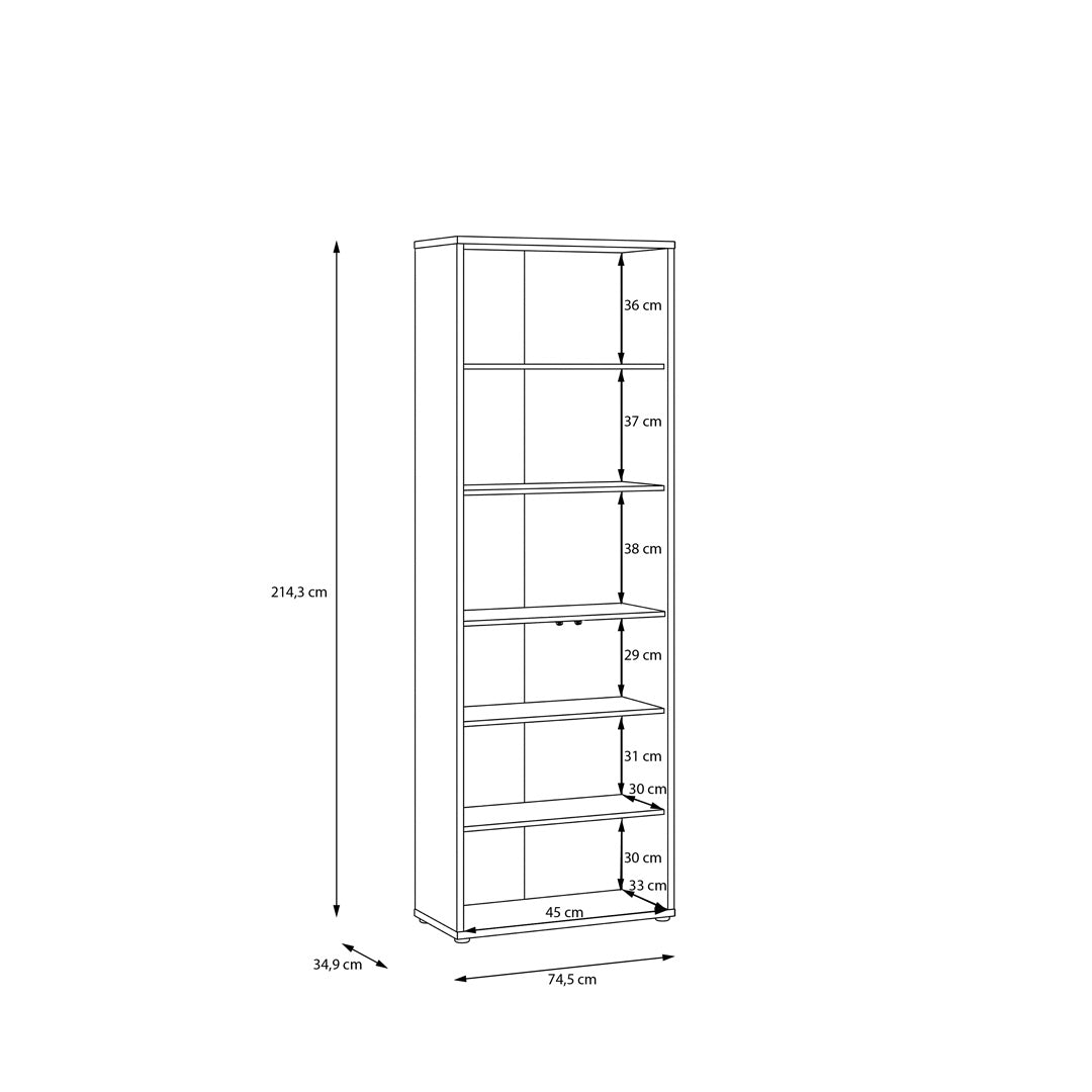 Wooden Tall Display Cabinet Slim With 2 Glass Doors And 5 Shelves - Alice Springs