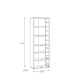 Wooden Tall Display Cabinet Slim With 2 Glass Doors And 5 Shelves - Alice Springs