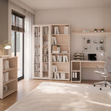 Wooden Tall Display Cabinet Slim With 2 Glass Doors And 5 Shelves - Alice Springs