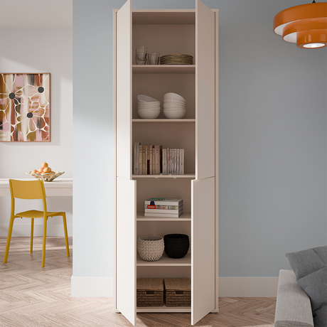 Wooden Tall Storage Cabinet With 4 Push-to-Open Doors - Alice Springs