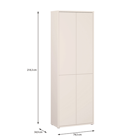 Wooden Tall Storage Cabinet With 4 Push-to-Open Doors - Alice Springs