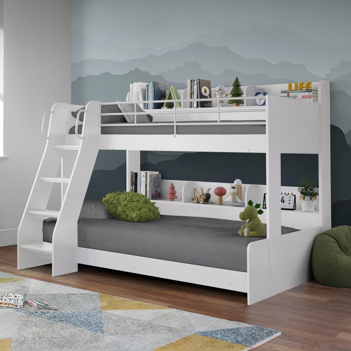 Wooden Triple Sleeper Bunk Bed With Ladder - Domino