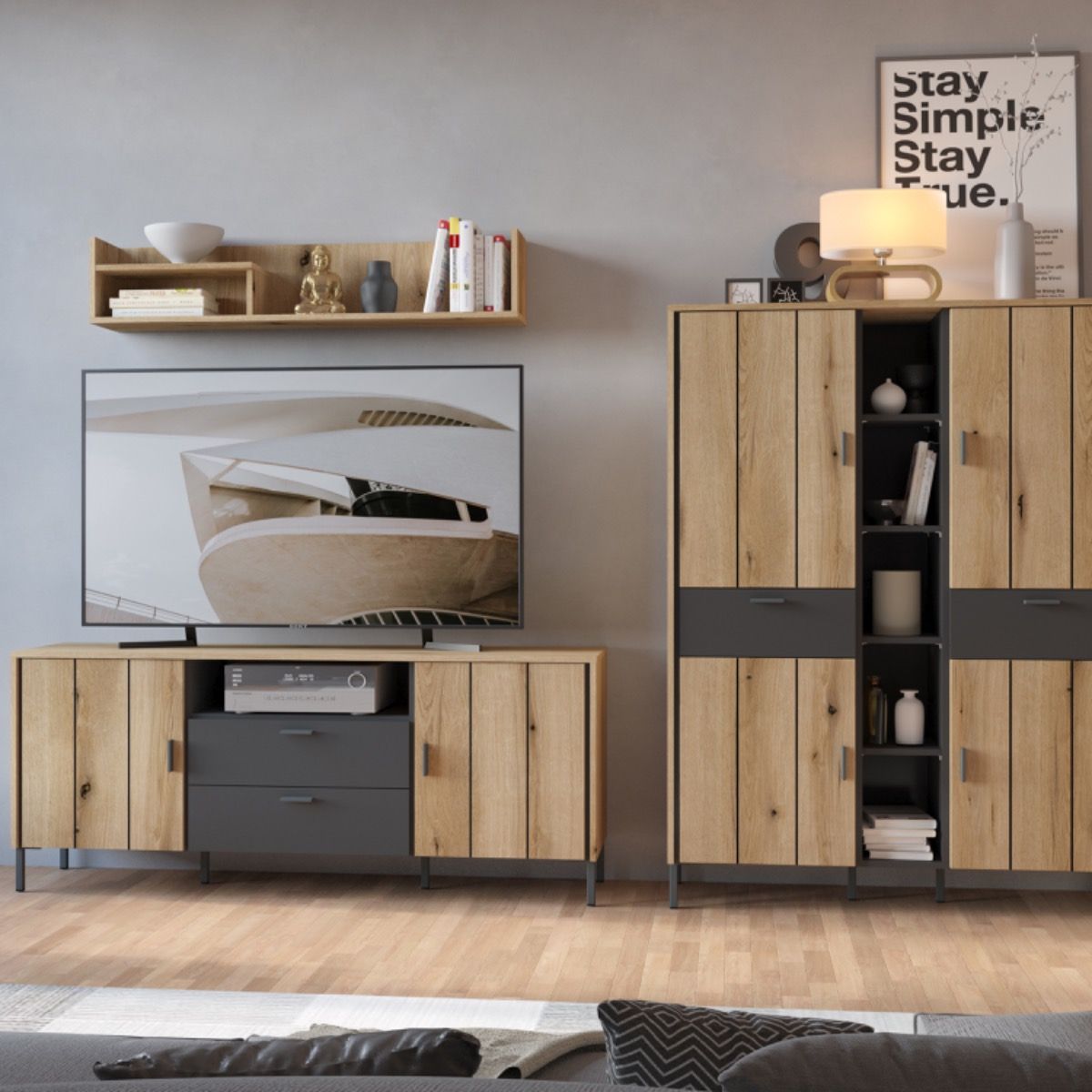 Wooden TV Stand 158cm Wide With 2 Doors And 2 Drawers - Arundel
