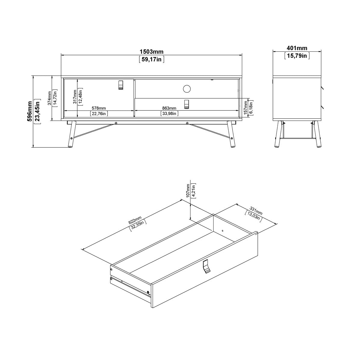 Wooden TV Stand With 1 Door And 1 Drawer - Ry