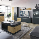 Wooden TV Stand With 1 Door 2 Drawers And LED Lights - Luci