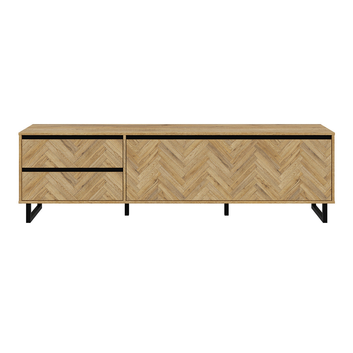 Wooden TV Stand With 1 Flip Down Door And 2 Drawers - Nikomedes