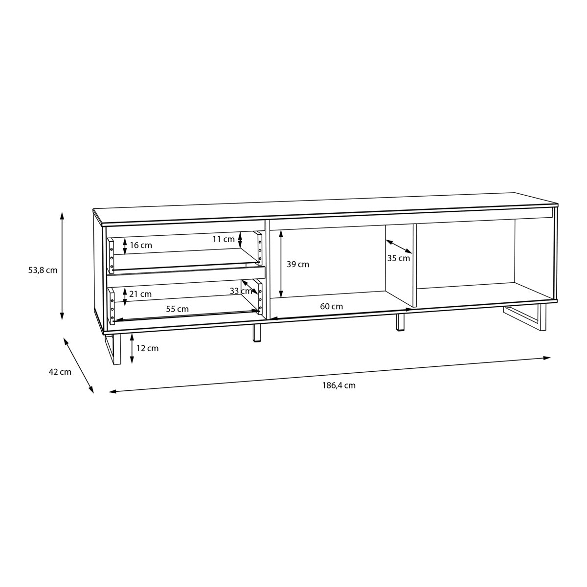 Wooden TV Stand With 1 Flip Down Door And 2 Drawers - Nikomedes