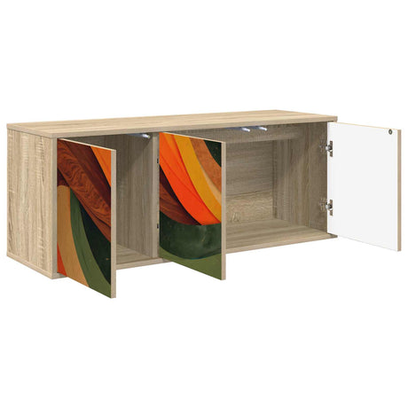 Wooden TV Stand 102cm Wide Wall Hung With 3 Doors - Bonn