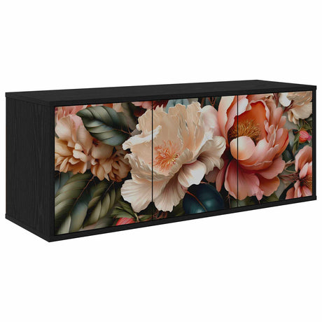 Wooden TV Stand 102cm Wide Wall Hung With 3 Doors - Borne