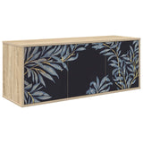 Wooden TV Stand 102cm Wide Wall Hung With 3 Doors - Dokkum
