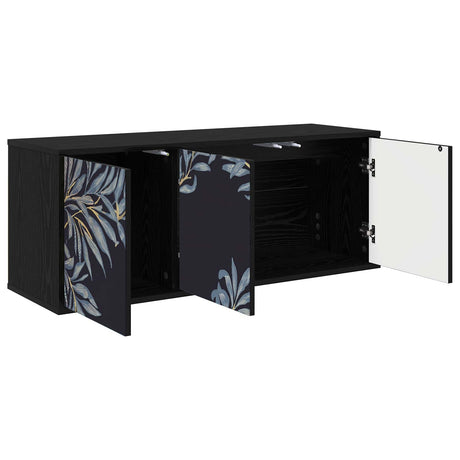 Wooden TV Stand 102cm Wide Wall Hung With 3 Doors - Dokkum