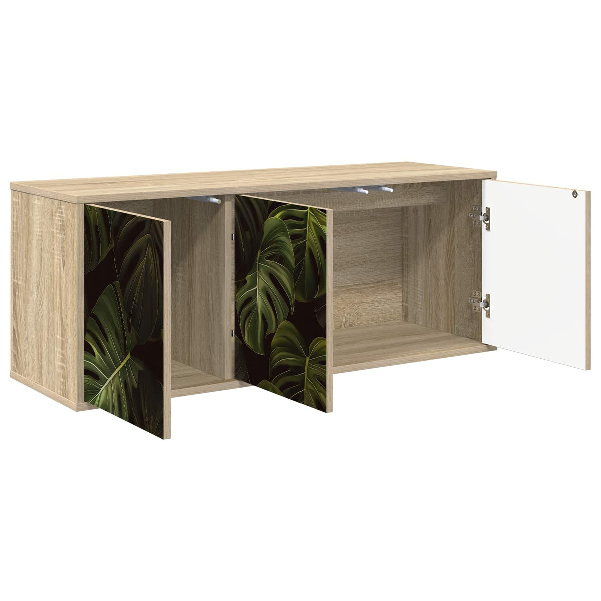 Wooden TV Stand 102cm Wide Wall Hung With 3 Doors - Elburg