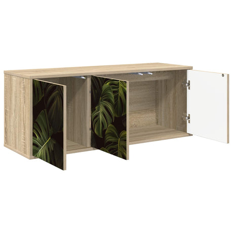 Wooden TV Stand 102cm Wide Wall Hung With 3 Doors - Elburg