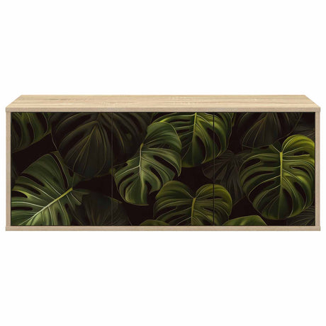 Wooden TV Stand 102cm Wide Wall Hung With 3 Doors - Elburg